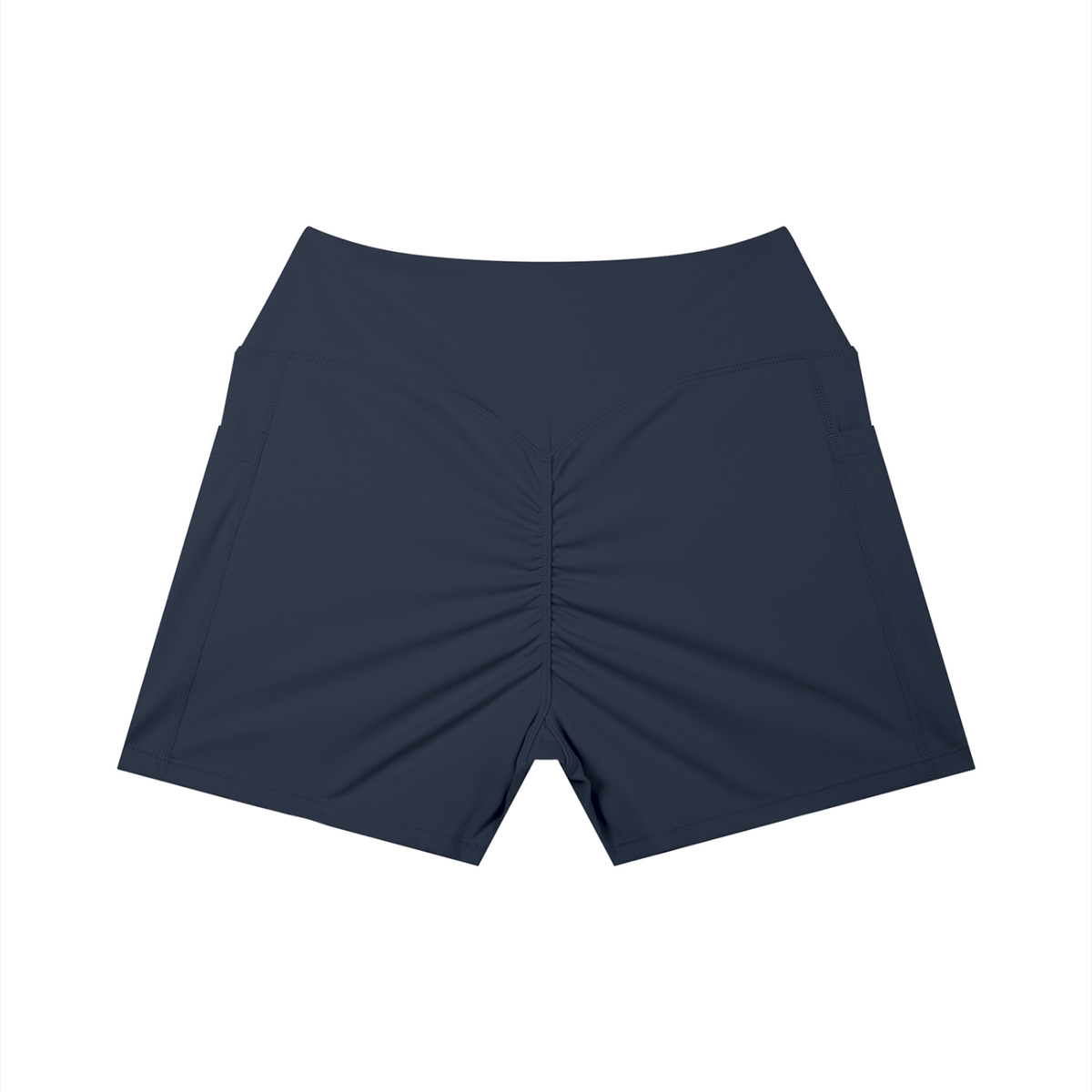 High-Rise Pocket Short in Navy Blue, back view