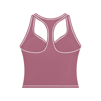 Topstitch Crop Tank in Purple, back view
