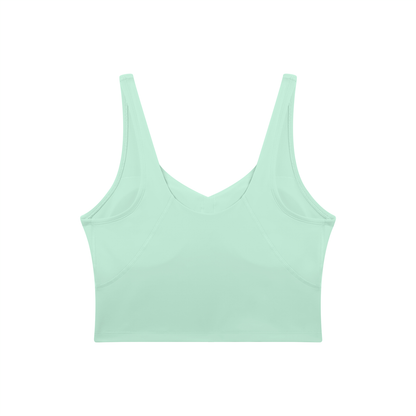 V-Neck Longline Tank in Mint Green, back view
