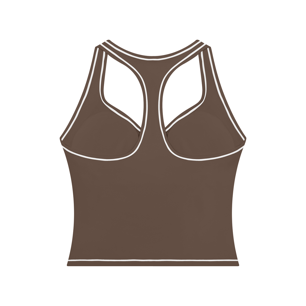 Topstitch Crop Tank in Coffee, back view