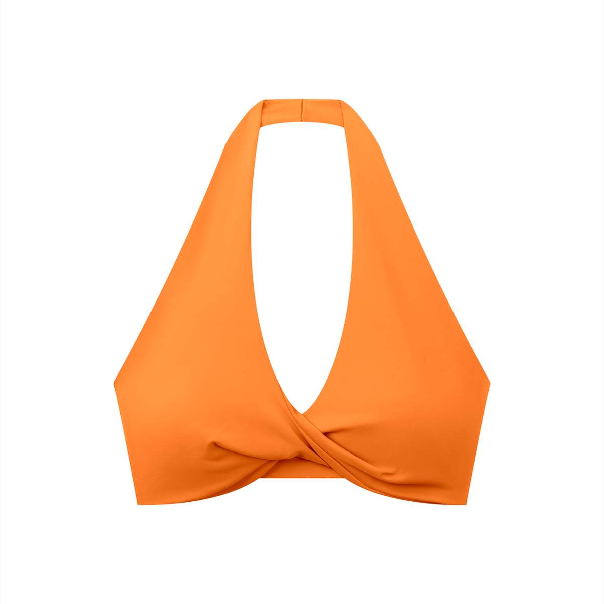 Pleated Halter Sports Bra in Orange, front view