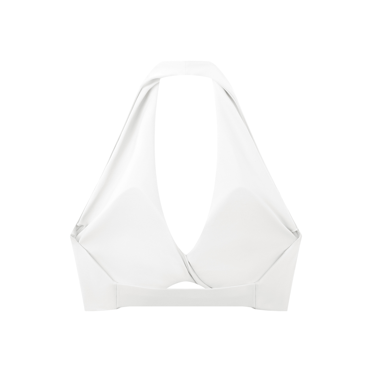 Pleated Halter Sports Bra in White, back view