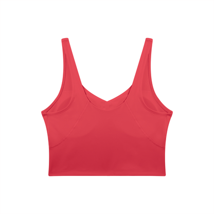 V-Neck Longline Tank in Brick Red, back view