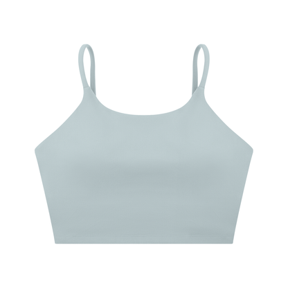 Strappy Longline Tank in Haze Blue, front view