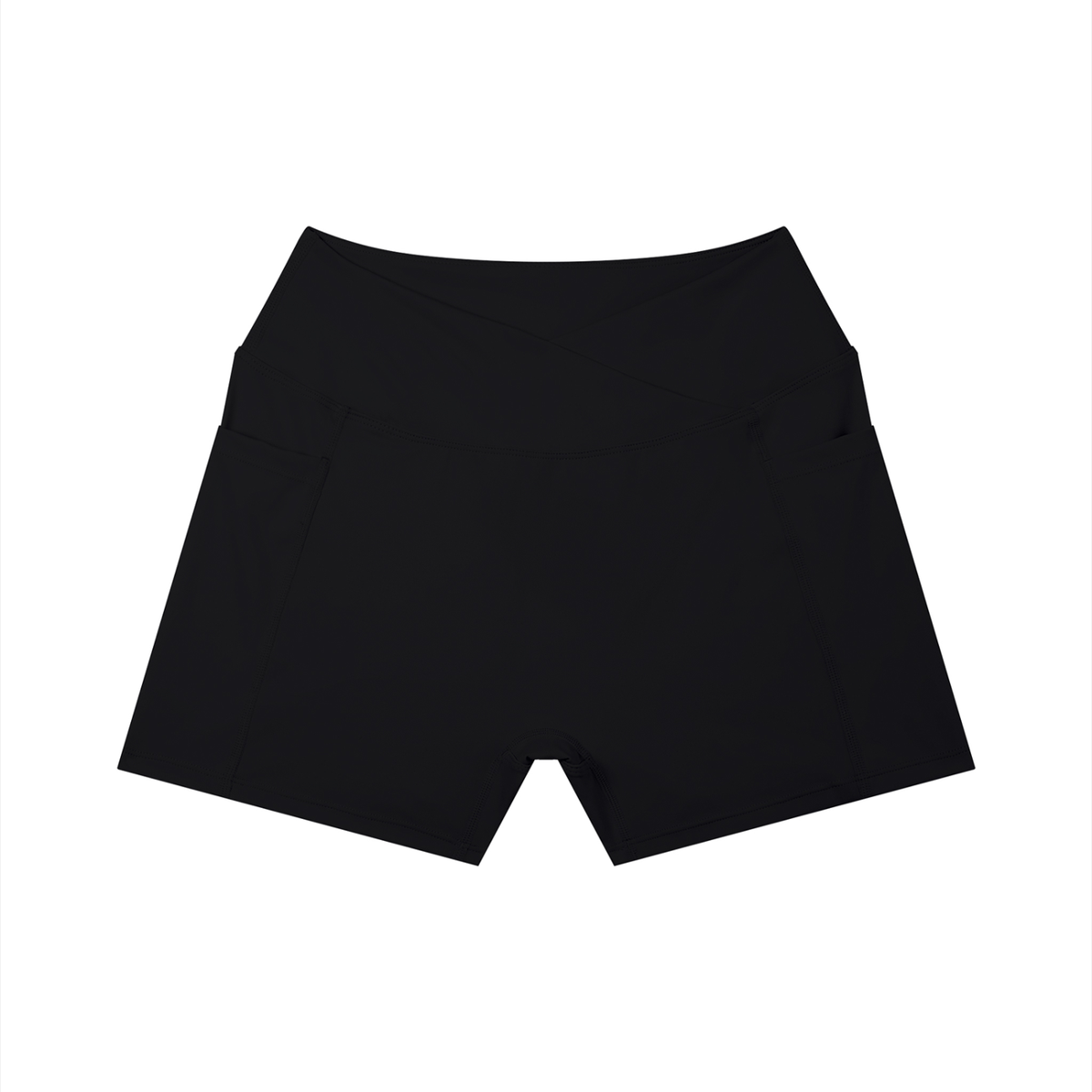 High-Rise Pocket Short in Black, front view
