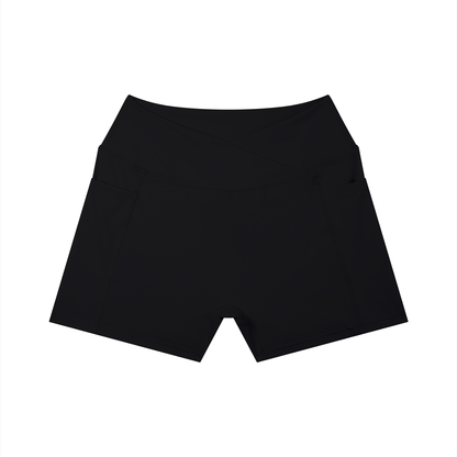 High-Rise Pocket Short in Black, front view