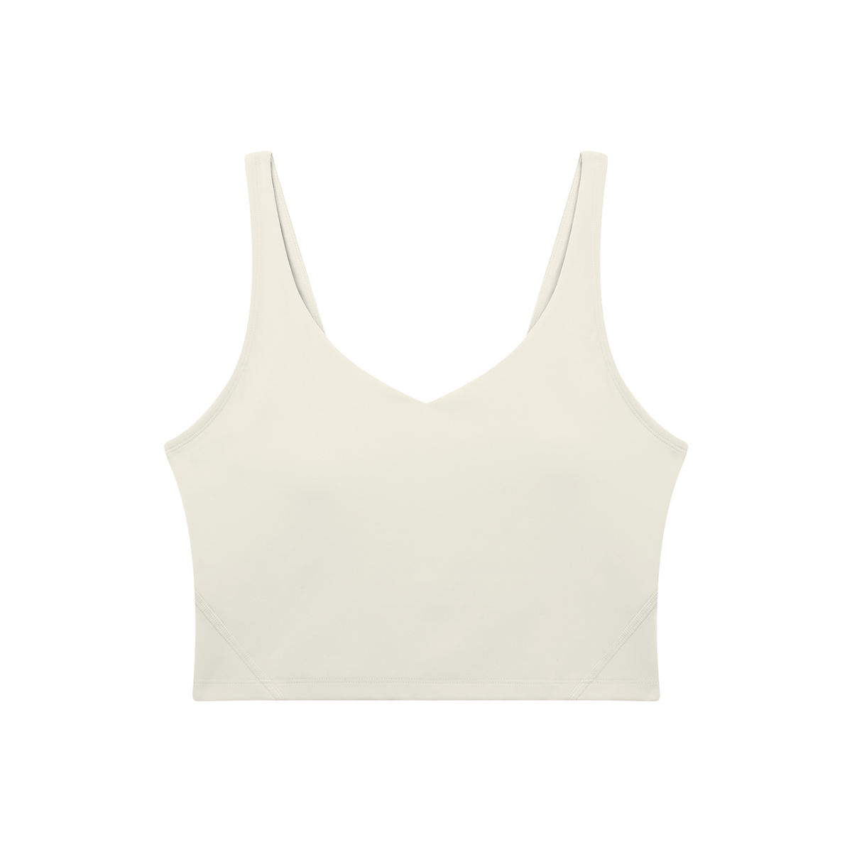 V-Neck Longline Tank in Beige, front view