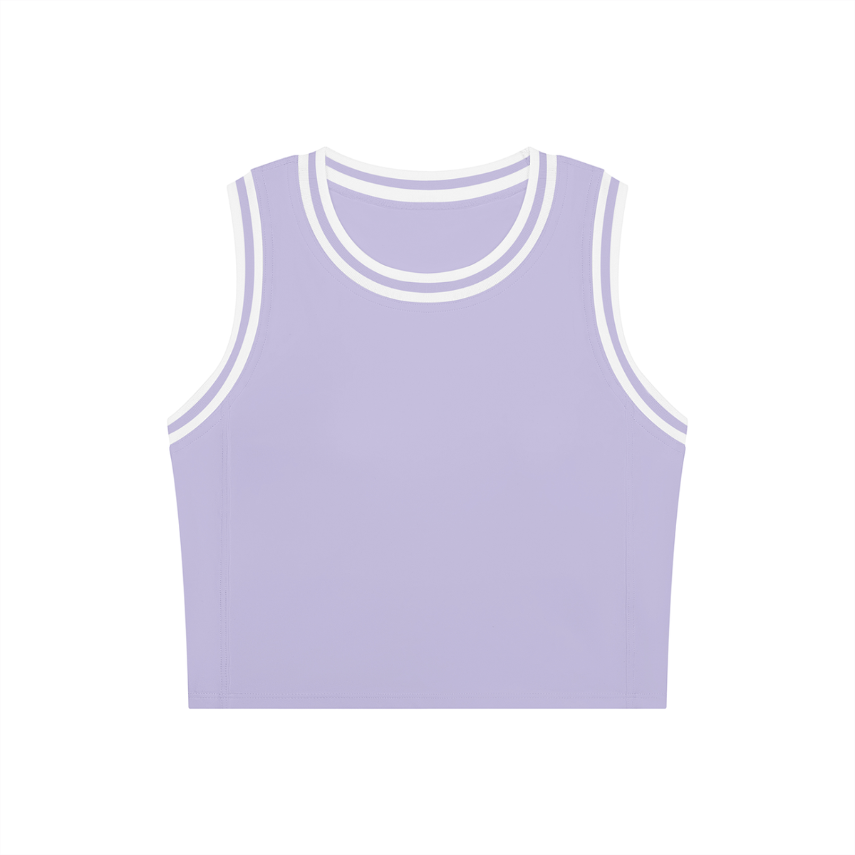Color Block Crop Tank in Lavender with White, front view