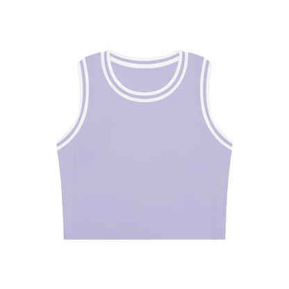 Color Block Crop Tank in Lavender with White, front view