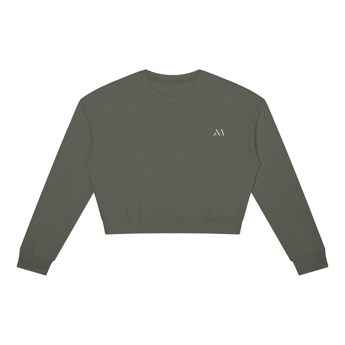 How Lucky Are We Cropped Sweatshirt in Dark Gray, front view