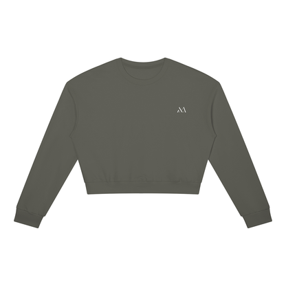 How Lucky Are We Cropped Sweatshirt in Dark Gray, front view