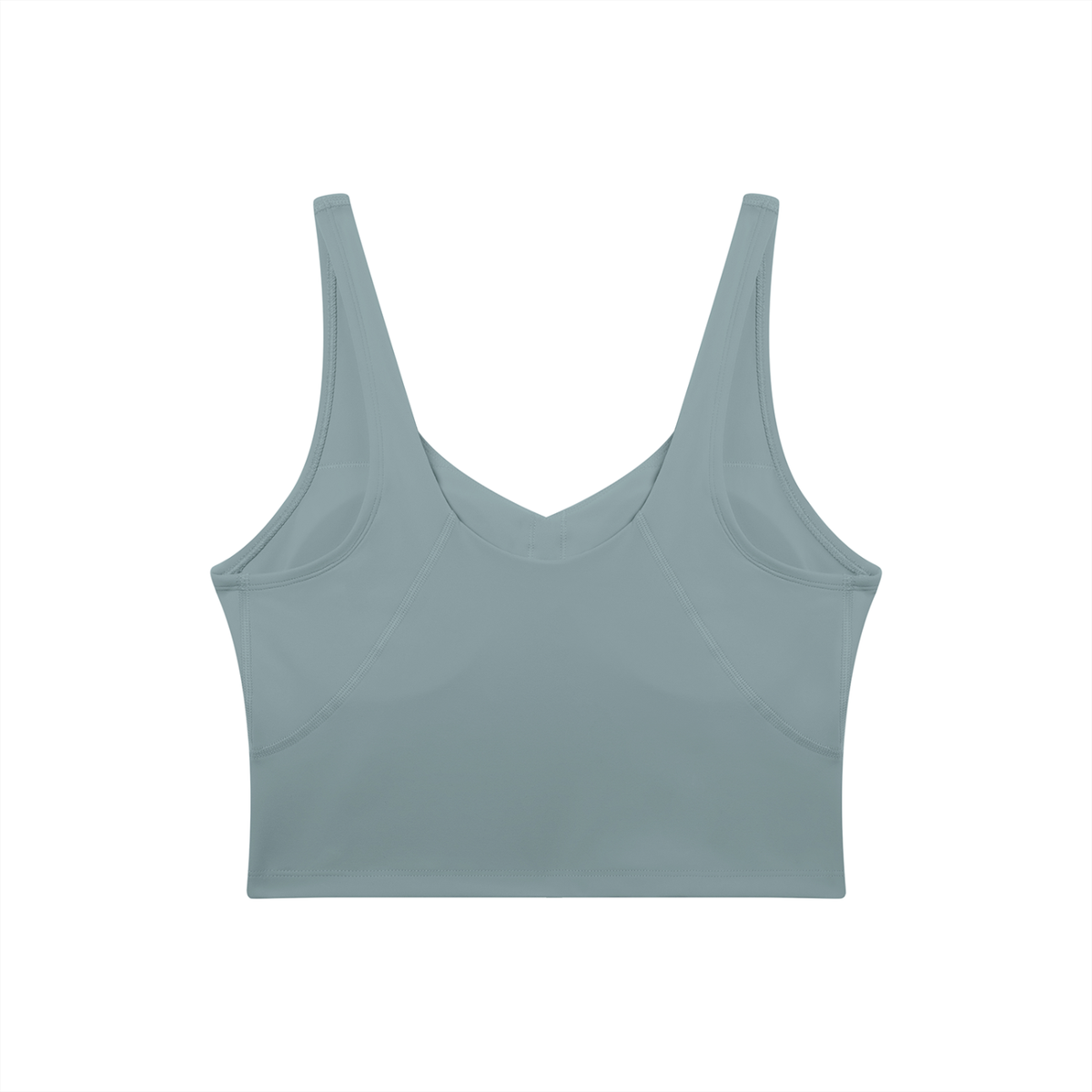 V-Neck Longline Tank in Gray Blue, back view