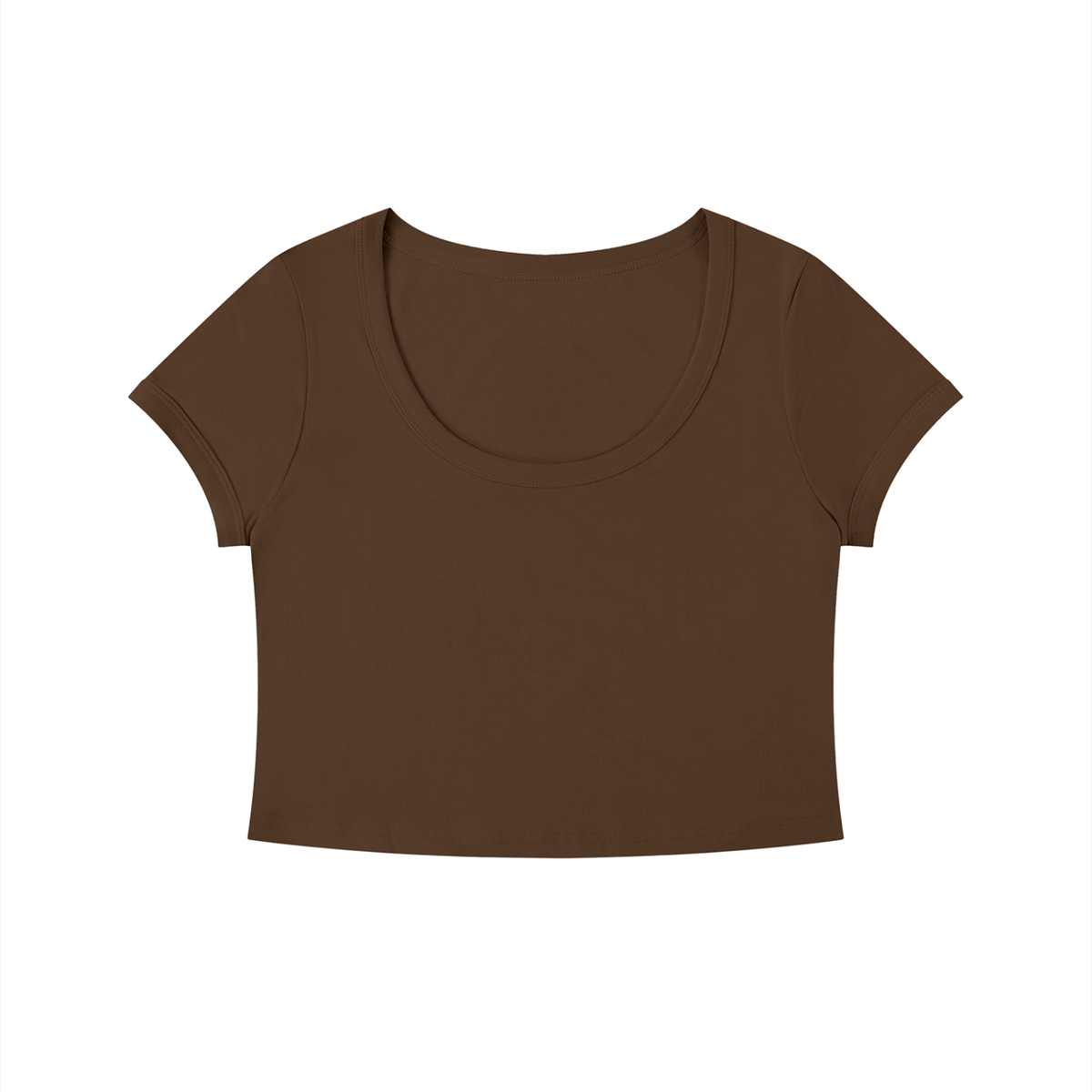 Slim Crop Tee in Brown, front view
