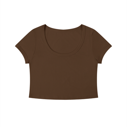 Slim Crop Tee in Brown, front view