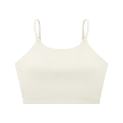 Strappy Longline Tank in White, front view