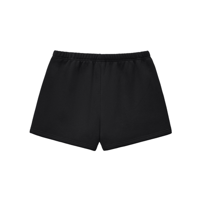 Drawstring Sweatshort in Black, back view