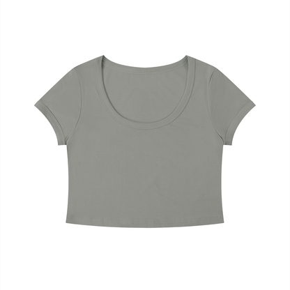 Slim Crop Tee in Gray, front view