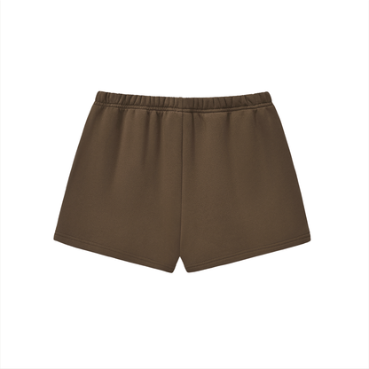 Drawstring Sweatshort in Brown, back view