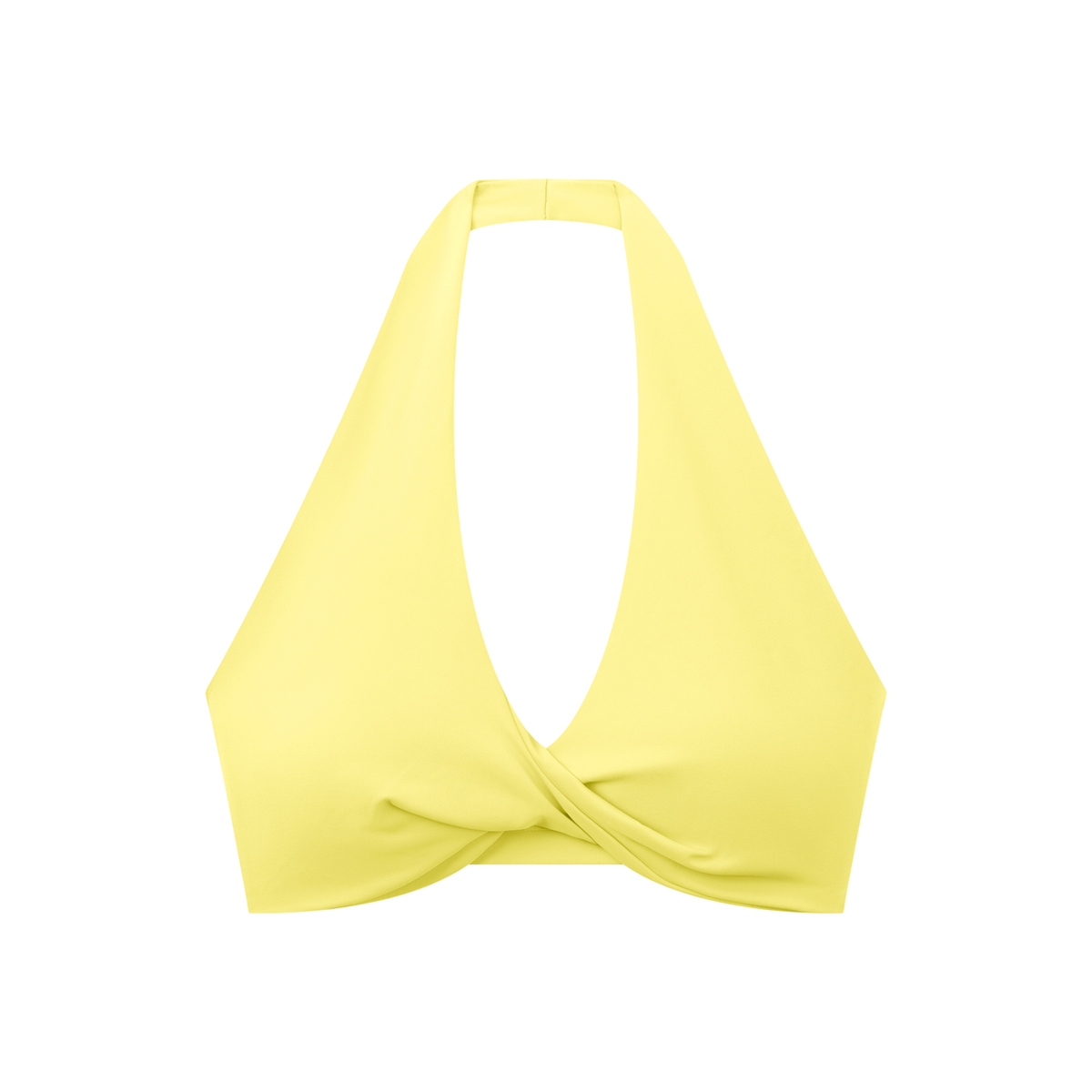Pleated Halter Sports Bra in Yellow, front view