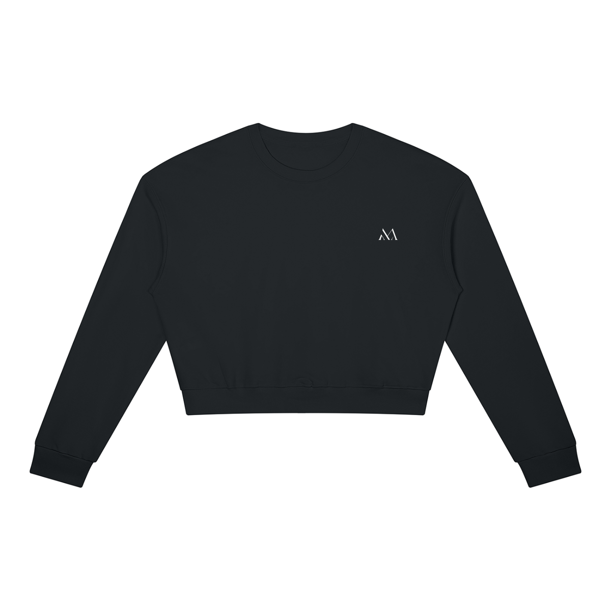 How Lucky Are We Cropped Sweatshirt in Black, front view