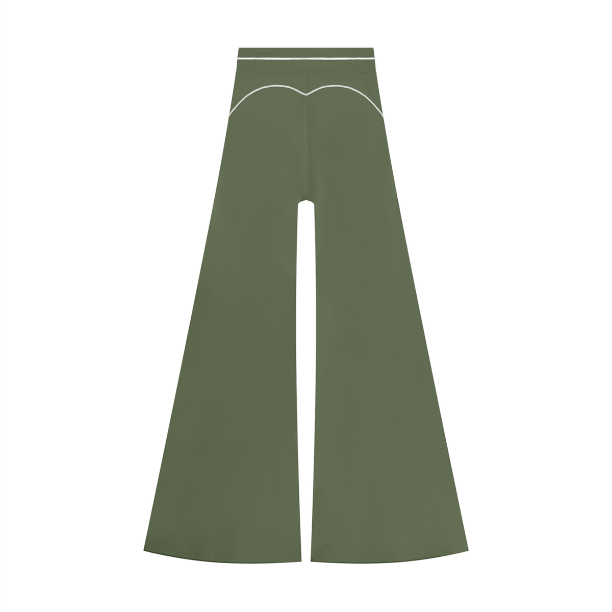 High-Rise Flare Pant in Gray Green, back view