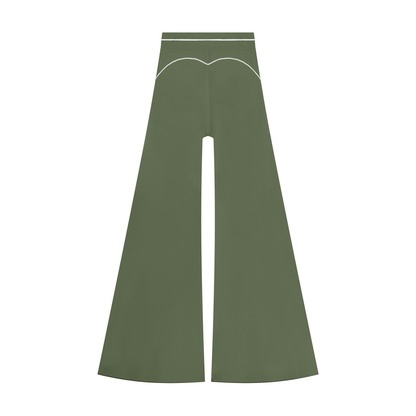 High-Rise Flare Pant in Gray Green, back view