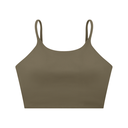 Strappy Longline Tank in Gray Coffee, front view