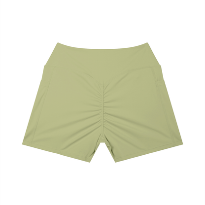 High-Rise Pocket Short in Gray Green, back view