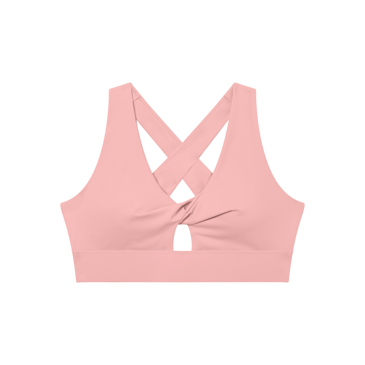 Twist-Front Sports Bra in Pink, front view