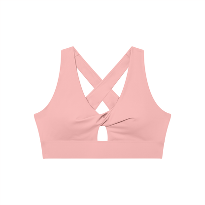 Twist-Front Sports Bra in Pink, front view