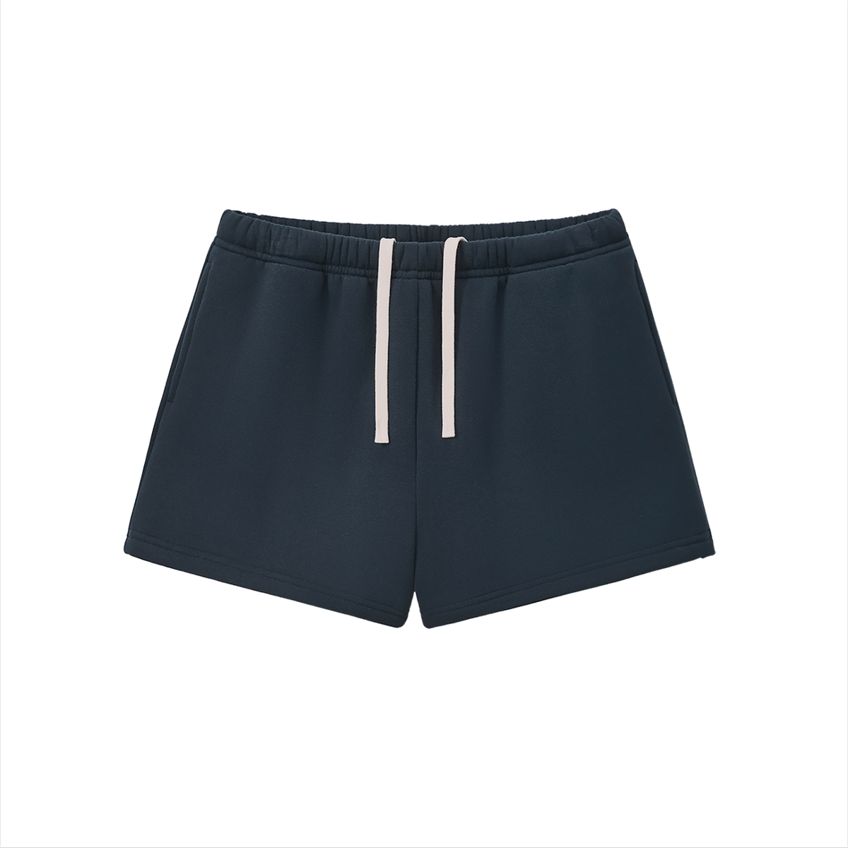 Drawstring Sweatshort in Navy Blue, front view