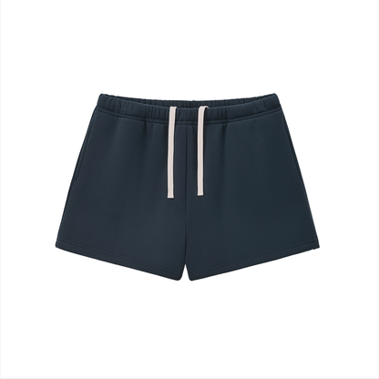 Drawstring Sweatshort in Navy Blue, front view