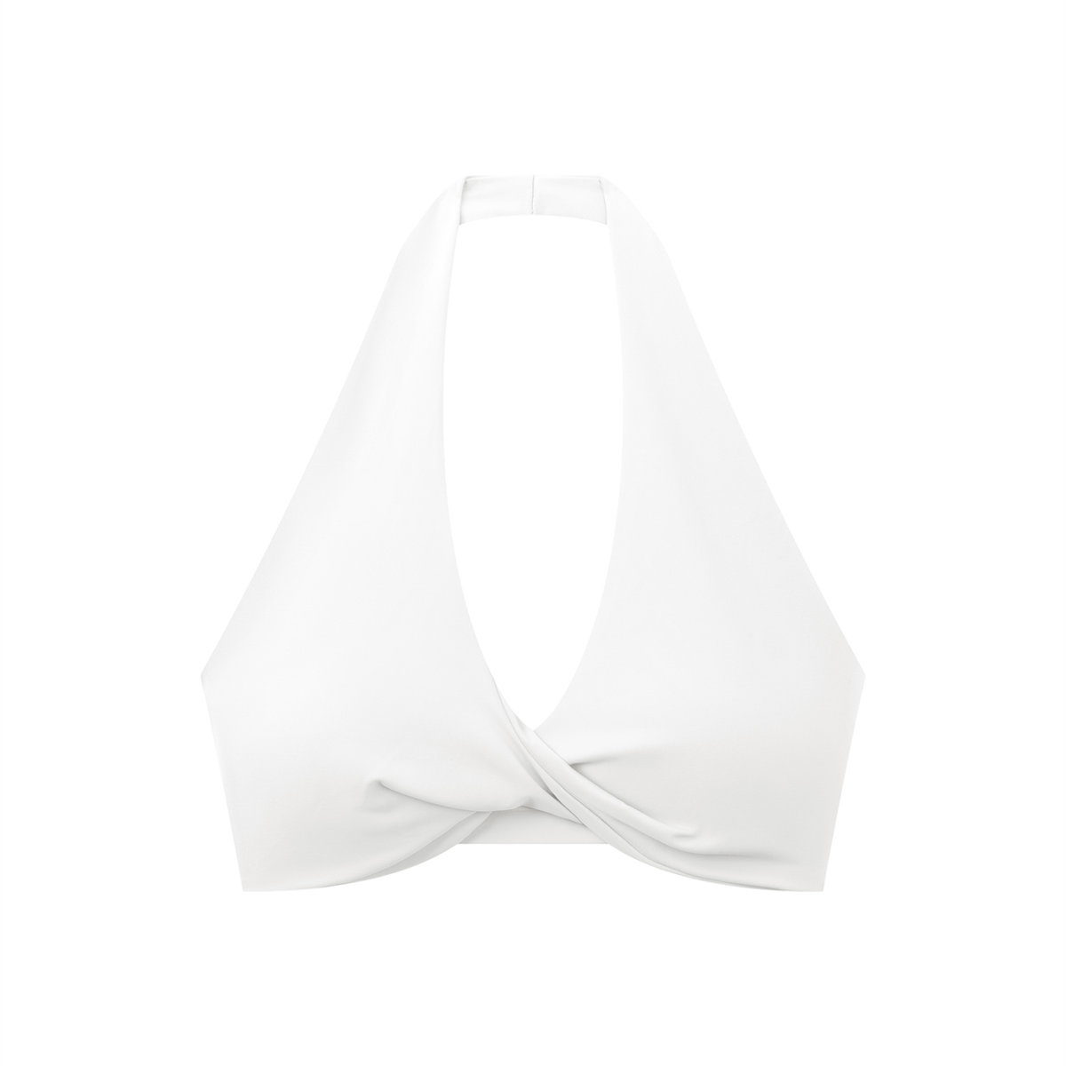 Pleated Halter Sports Bra in White, front view