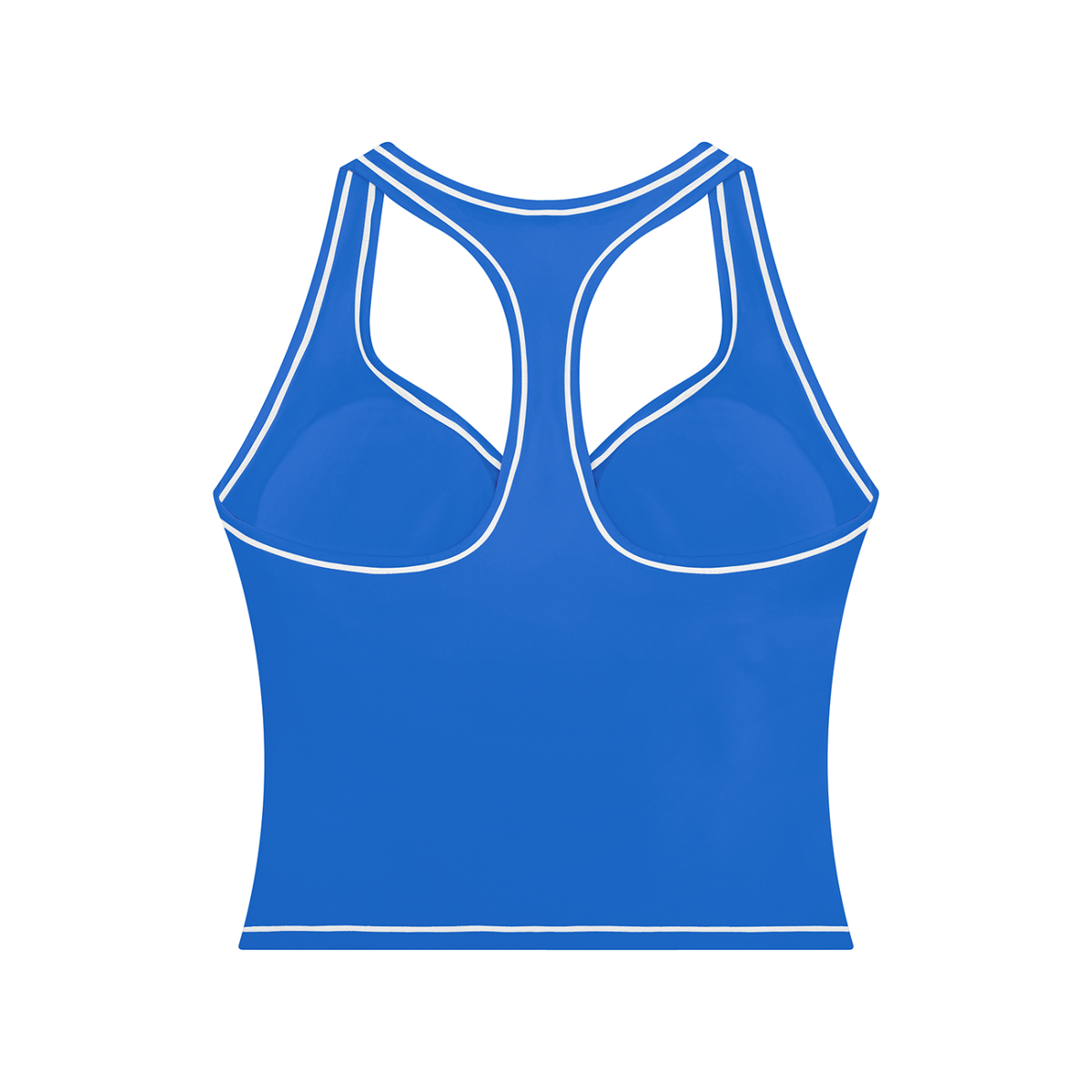 Topstitch Crop Tank in Colorful Blue, back view