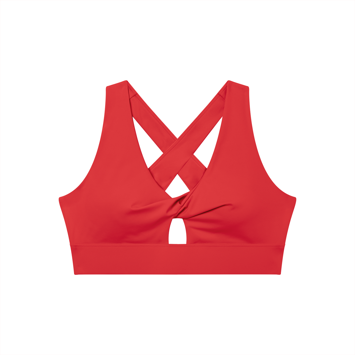 Twist-Front Sports Bra in Red, front view