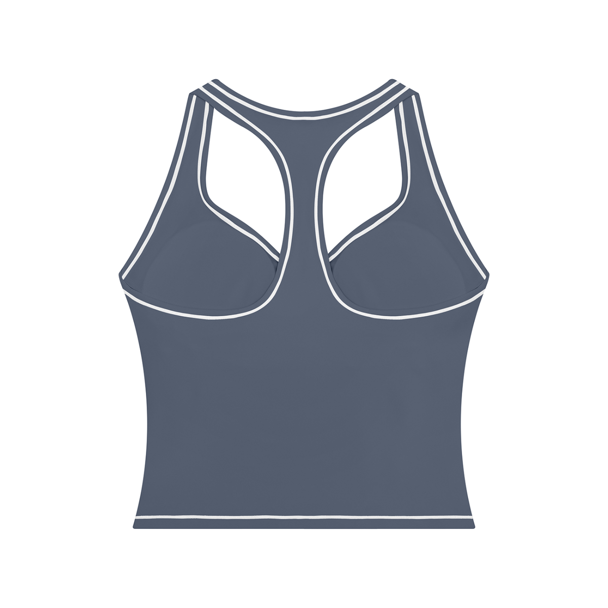 Topstitch Crop Tank in Haze Blue, back view