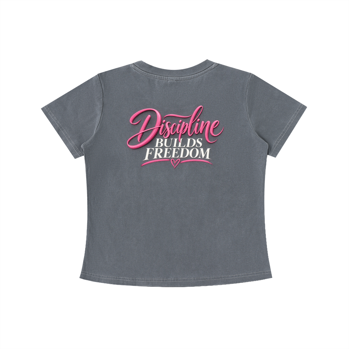 Discipline Builds Freedom Tee in Gray, back