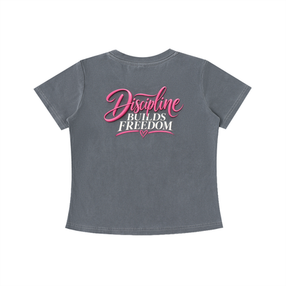 Discipline Builds Freedom Tee in Gray, back