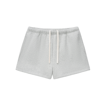 Drawstring Sweatshort in Flower Gray, front view