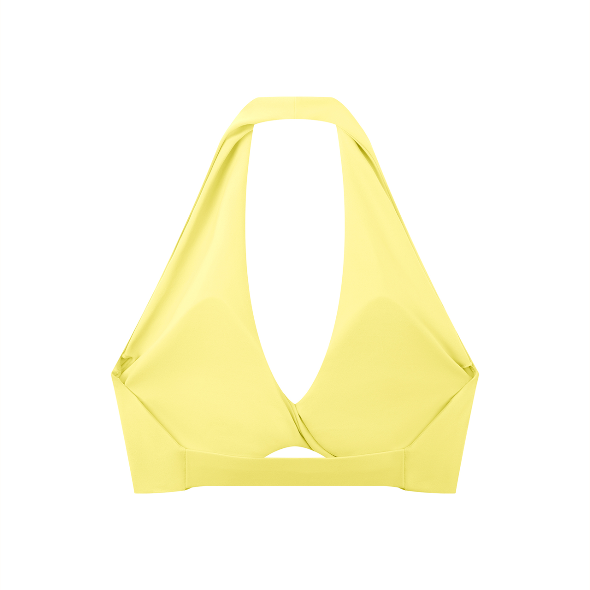 Pleated Halter Sports Bra in Yellow, back view