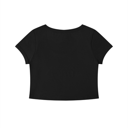 Slim Crop Tee in Black, back view