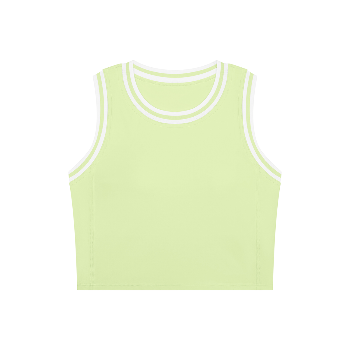 Color Block Crop Tank in Light Green with White, front view