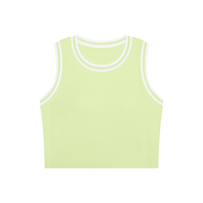 Color Block Crop Tank in Light Green with White, front view