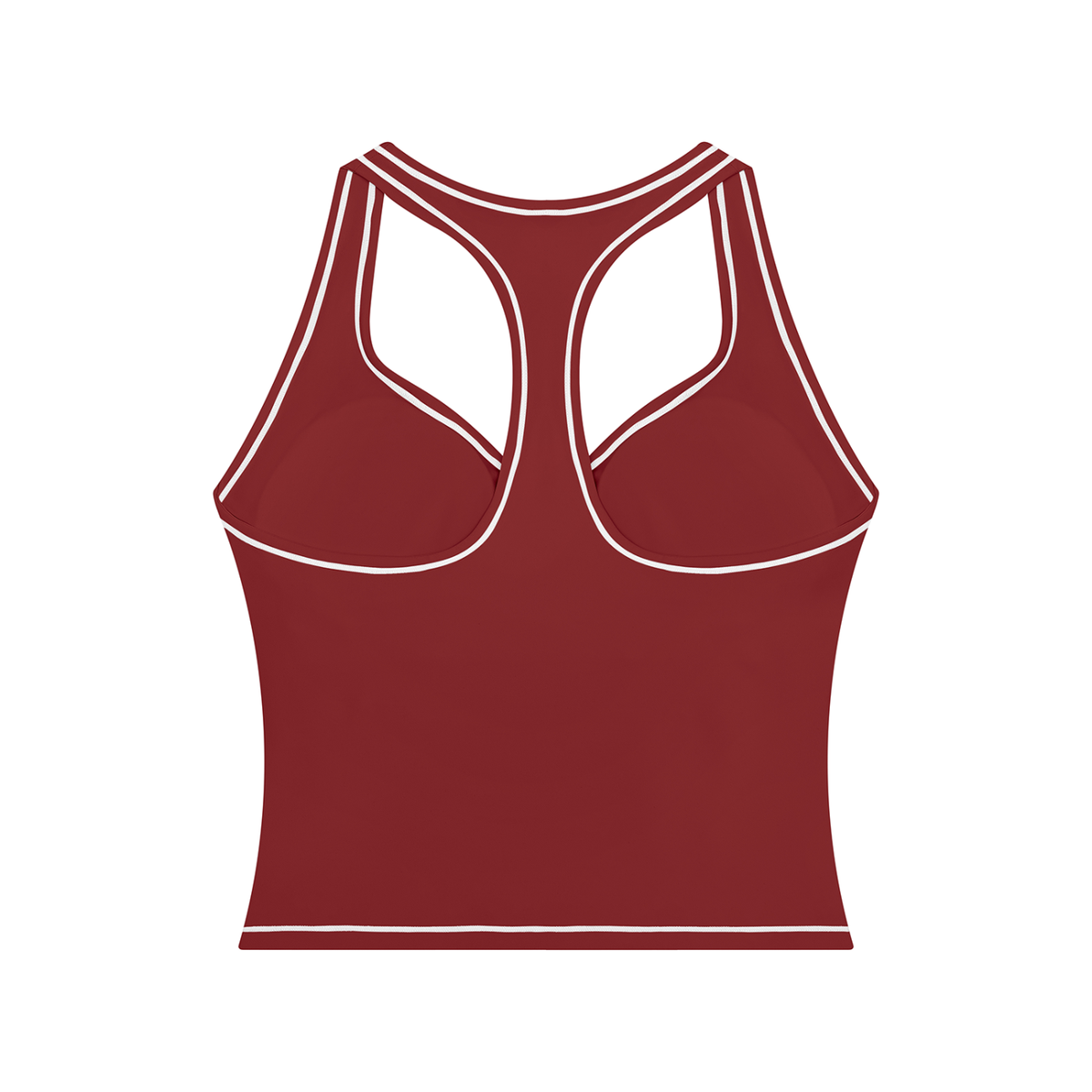 Topstitch Crop Tank in Red, back view