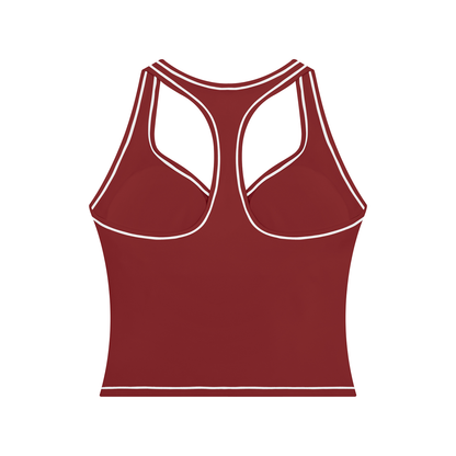 Topstitch Crop Tank in Red, back view