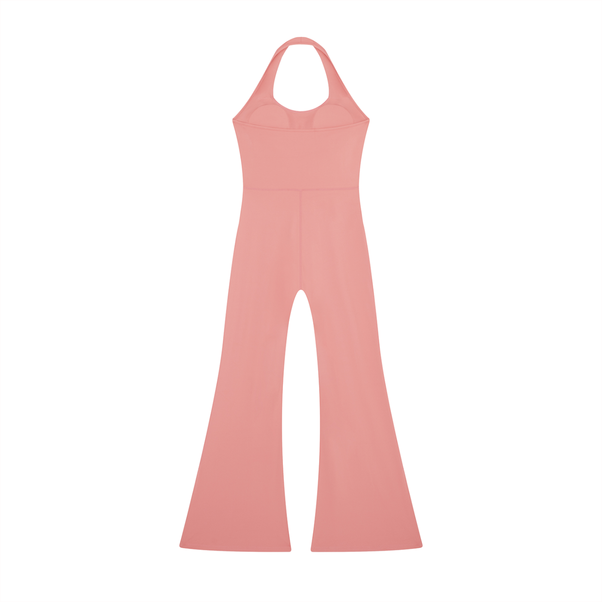 Halter Flare Jumpsuit in Pink, back view