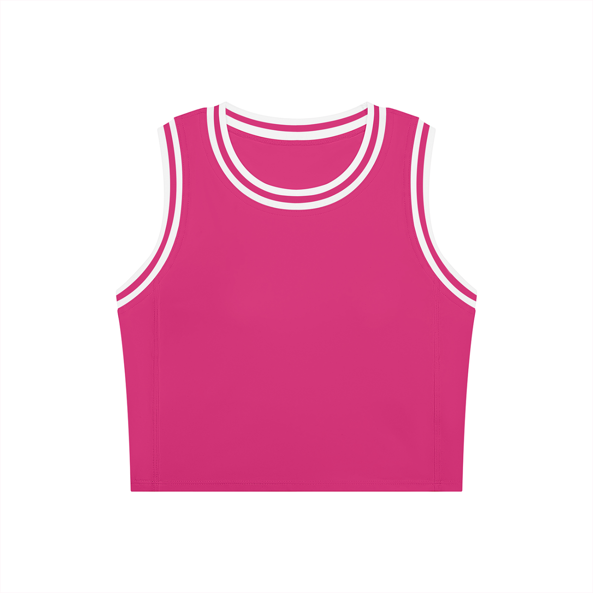 Color Block Crop Tank in Rose Red with White, front view