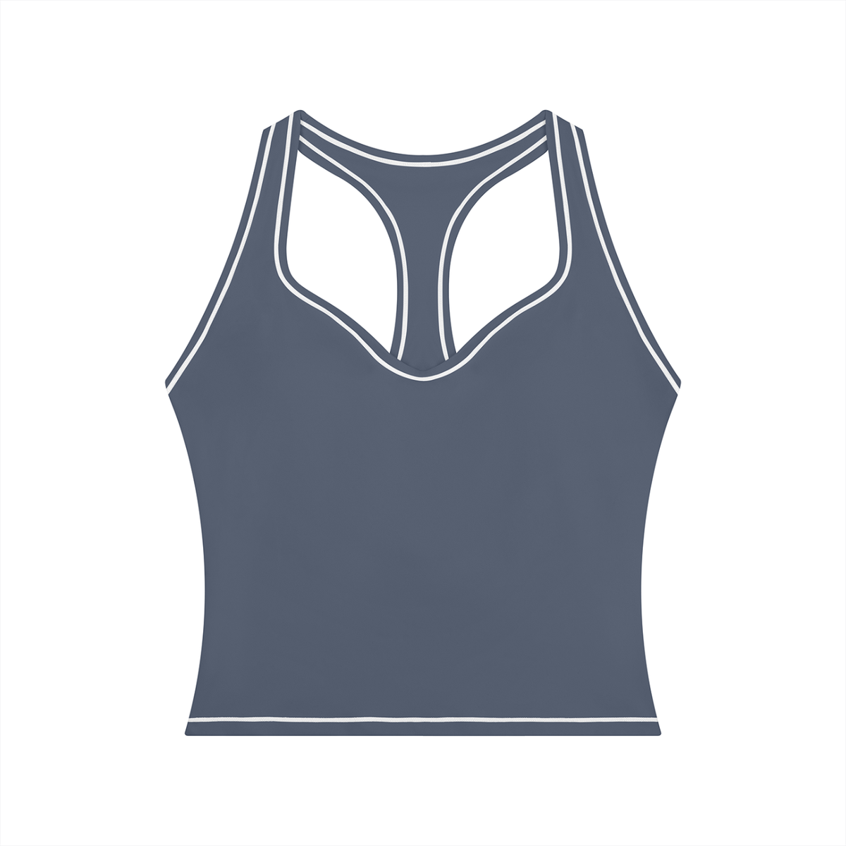 Topstitch Crop Tank in Haze Blue, front view