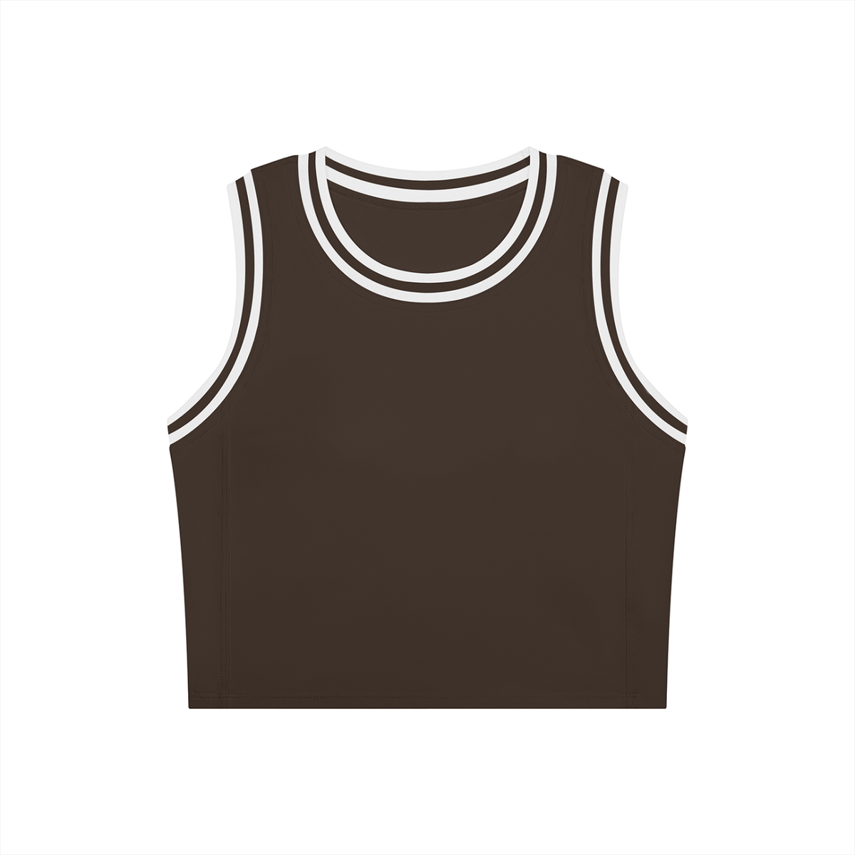 Color Block Crop Tank in Coffee with White, front view