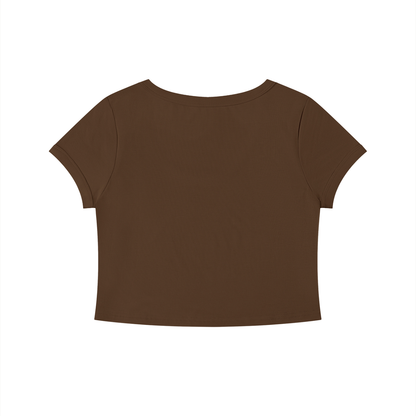 Slim Crop Tee in Brown, back view